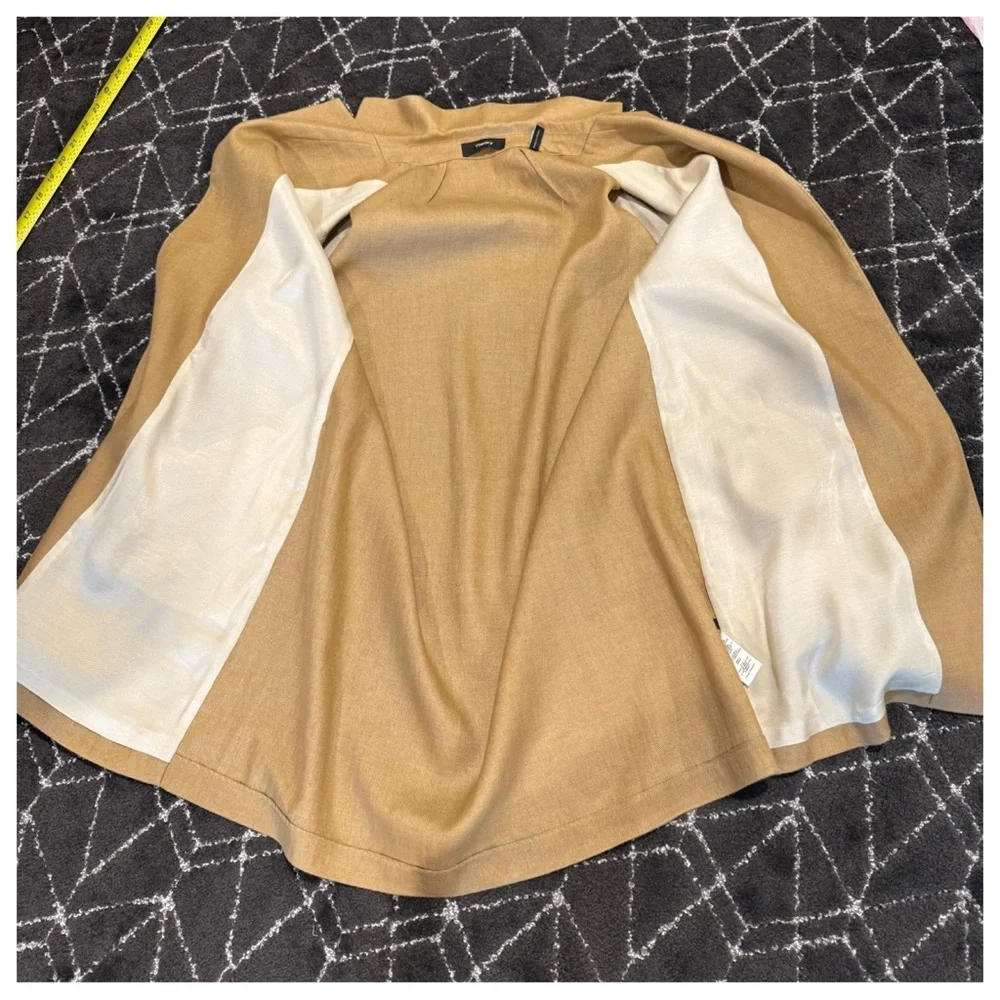 THEORY Open-front Overlay Luxe Linen Jacket In Hay Beige